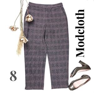 New Modcloth Gray Red Plaid Pants Sz 8